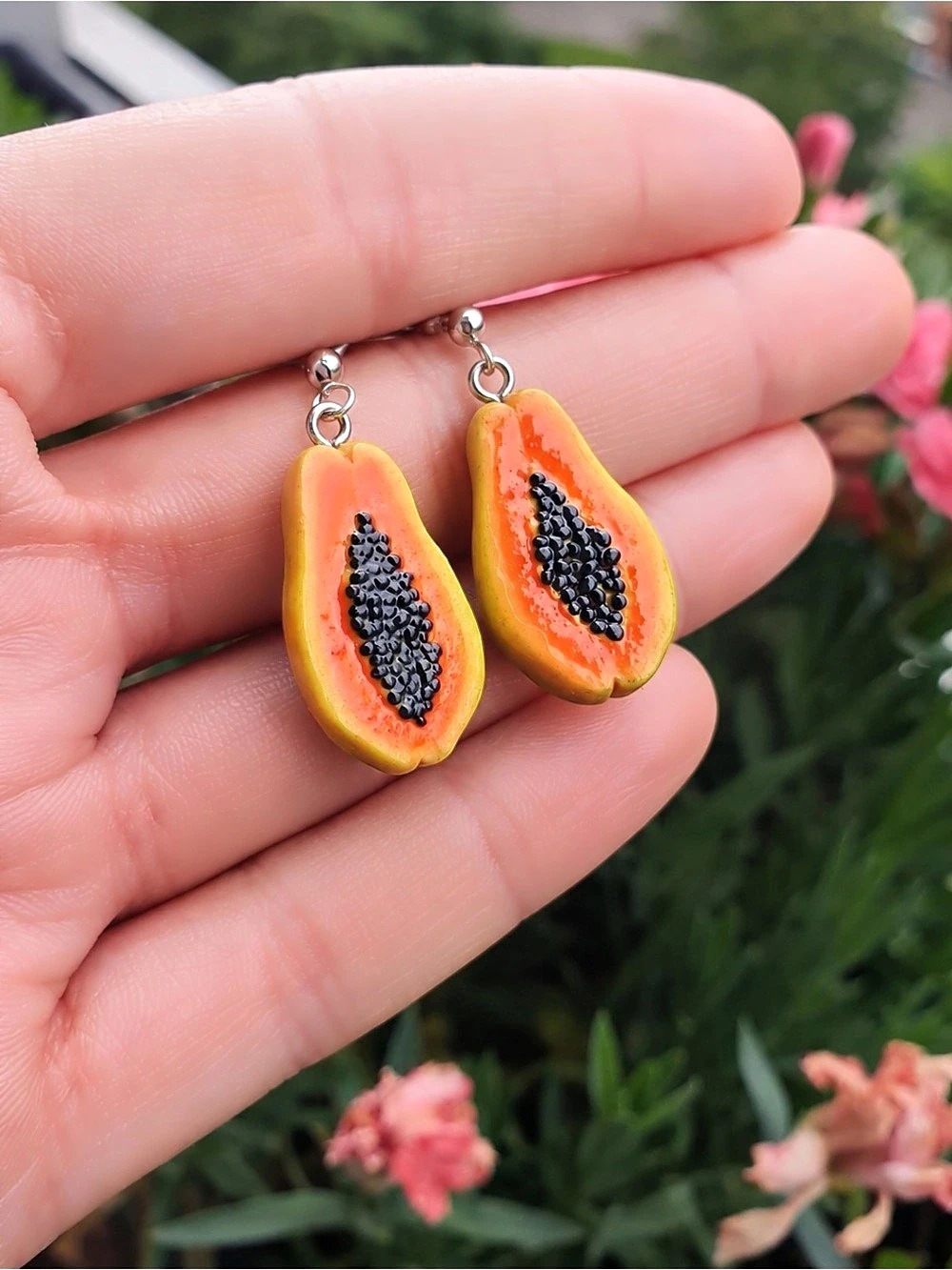 Handmade Papaya Fruit Earrings